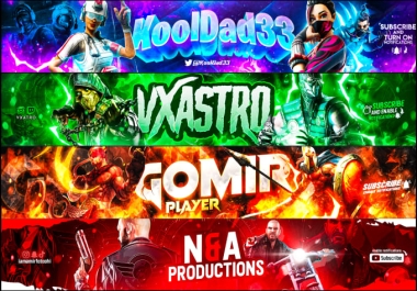 I will design youtube banner,  gaming banner,  twitch,  twitter