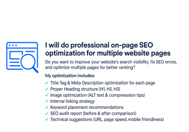 I will do professional on-page SEO optimization for multiple website pages