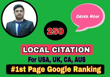 I Will Create High DA 250 Best Local Citation For USA,  UK,  AUS,  CA,  NZ