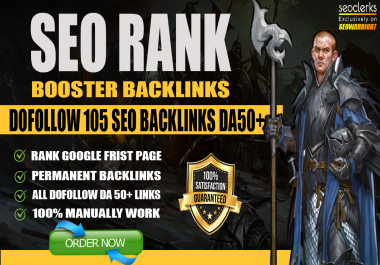 SEO Rank Booster Backlinks - Get 105 Dofollow Mix SEO Backlinks with DA50 Plus unique domain