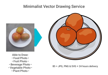 I will do minimalist vector drawing service of Fruit,  Food,  Beverage,  Vegetable or Plant photo