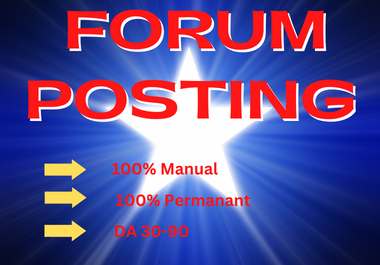 I'll create manual do follow SEO backlinks from unique forum posting.