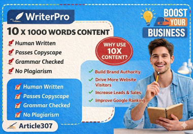 10x1000 words SEO optimize content and article writing