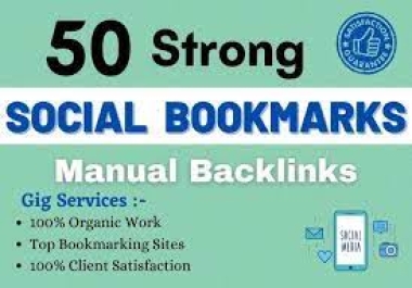 I will create 50 strong social bookmark backlinks