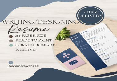 I will create/ design your resume in 1 day or your desired time.
