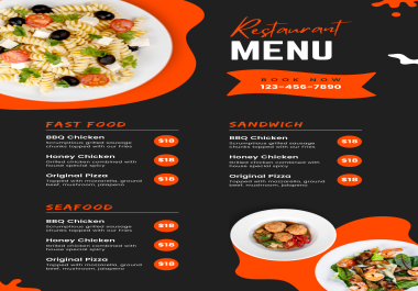 I will provide professional menu design for restaurants