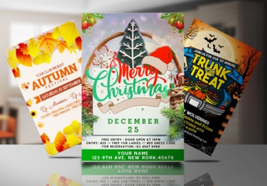 I will do halloween,  thanksgiving,  black friday,  christmas,  autumn flyer