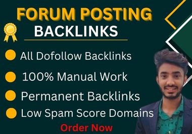 30 Dofollow Forum Posting Backlinks manual high DA