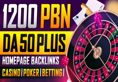 1200 DA50+ Homepage PBN Backlinks- Slot,  Casino,  Gambling,  Poker,  Ufabet,  Betting Website