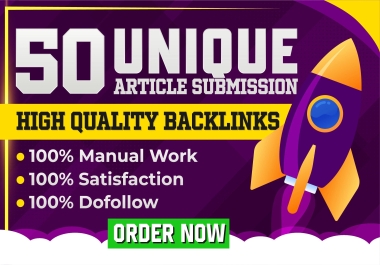 50 Unique Article Submission Contextual Backlinks