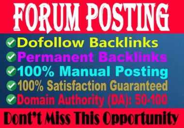 I will do 30 forum posting,  fresh domain dofollow forum backlinks