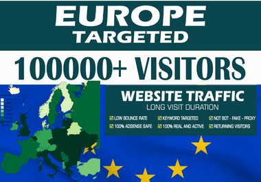 I will send 100000 europe asia website traffic promotion sales ecommerce