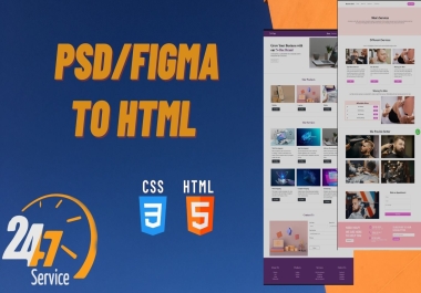 I will convert PSD to HTML,  figma to HTML responsive design