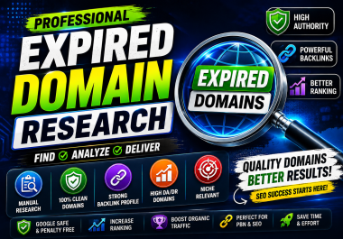 I will research high authority expired domains with powerful backlinks