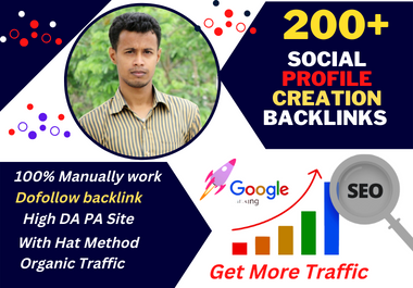 I will do 200 HQ dofollow social media profile creation backlinks