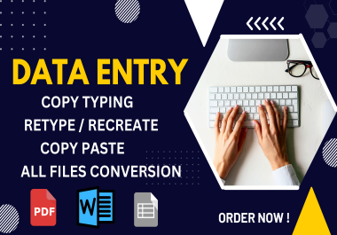 Data Entry, Copy Paste, Copy typing, Data Mining, Data Collect, pdf to word, pdf to doc, pdf to excel