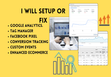 Setup or fix any issues in analytics GTM,  ga4,  GUA,  fb pixel