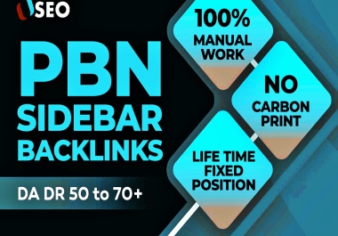 Get 100 Powerfull PBN backlink DA50+ Sidebar/Blogroll/Footer Dofollow Link