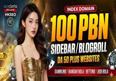Get 100 Powerfull backlink DA50+ Sidebar/Blogroll/Footer Dofollow Link
