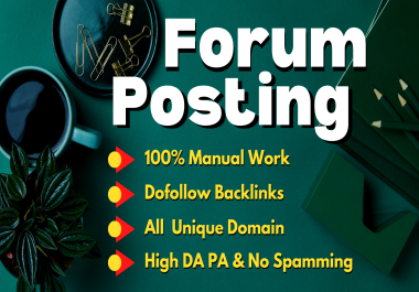 I will provide 30 Forum Posting Backlinks with high DA sites