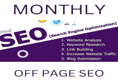 Monthly off page SEO with white hat dofollow backlinks