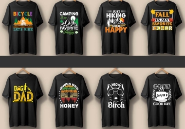 I will do custom,  typography,  trendy t shirt design and merchandise designs