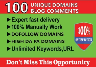 I will do 100 unique domains seo service dofollow blog comments backlinks