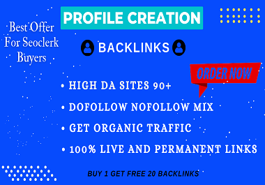 I will do 80 high DA & PA 90+ PR9 Social Profile Creation Backlinks