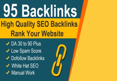 Unique Domains 95 Dofollow SEO Backlinks High Quality Links DA 30 to 80 Plus Sites
