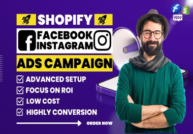 I will setup and optimize shopify facebook ads campaign,  instagram ads,  facebook advertising,  fb ads