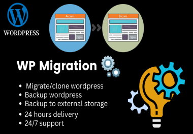 I will clone,  migrate,  transfer,  move or backup wordpress websites