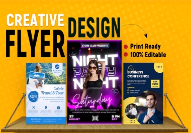 I will do creative flyer design and business,  church,  party