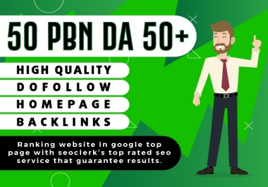 Rank on google first page with 50 DA50+ PBN homepage backlinks
