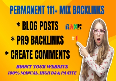 Powerful Link building 111+ Mix Backlink with Permanent Authority DA & DR sites