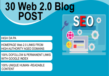 Create best 30 Web 2.0 Backinks High DA PA homepage Dofollow.