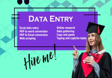 I can Do Data Entry,  Copy & pasting,  Internet researching with professional work