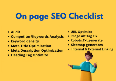I will provide complete on page SEO service for google top Ranking