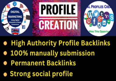 I will build 50 social media profile creation backlink or profile setup