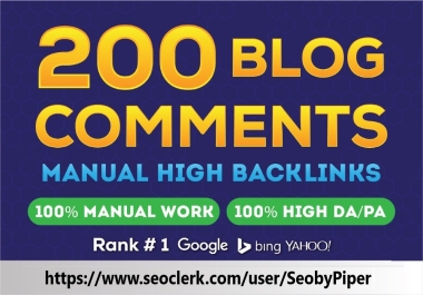 I will create 200 Dofollow Blog Comments Backlinks Link Building High DA PA TF CF Index Domain