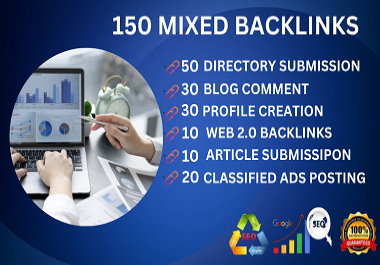 I will do 150 SEO mixed backlinks on high da PR sites