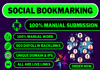 I will do 100 social bookmarking on high DA backlinks to rank your site