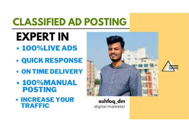 I will post 103 ads in top HQ ads posting sites manually