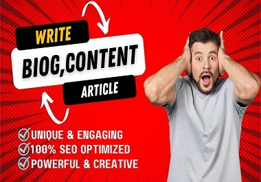 You will get Unique SEO Optimize Content Article Blog Writing Content Writer Service
