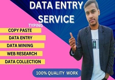 I will do data entry,  web research,  copy paste and data mining