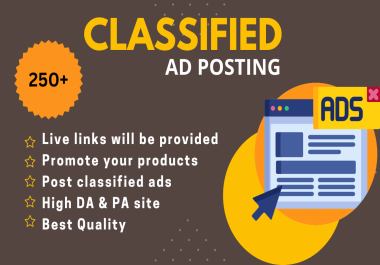 I will do 200 classified ad posting in top sites worldwide