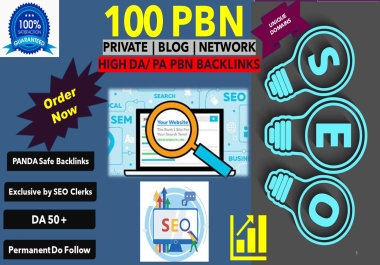 I will Build 100 PBNs DR 50+ Dofollow Homagepage Backlinks