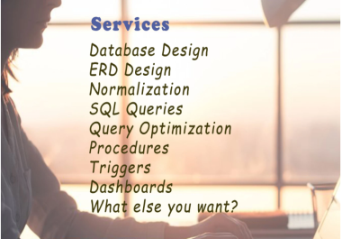 I will relational database design in access,  mysql,  sql,  erd design