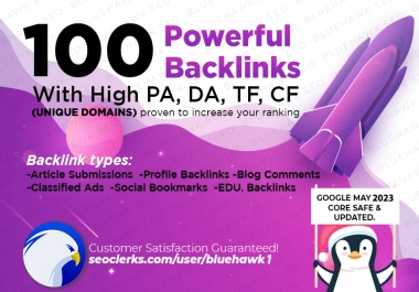 100 Unique Domains Powerful Authority Backlinks to Increase Ranking