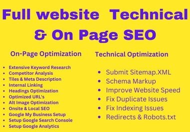 I will do on-page SEO and technical optimization for your website.