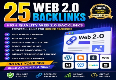 I Will Create 25 High-Quality Web 2.0 Backlinks for SEO